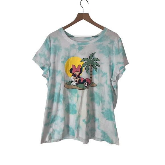 Disney Minnie Mouse Beach Vacation Blue Tie Dye Shirt Sleeve Size 2X - Picture 1 of 4